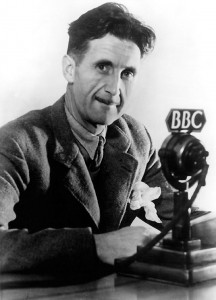 1EN-625-B1945                                                                                    Orwell, George (eigentl. Eric Arthur     Blair),                                        engl. Schriftsteller,                    Motihari (Indien) 25.1.1903 - London           21.1.1950.                               Foto, um 1945.